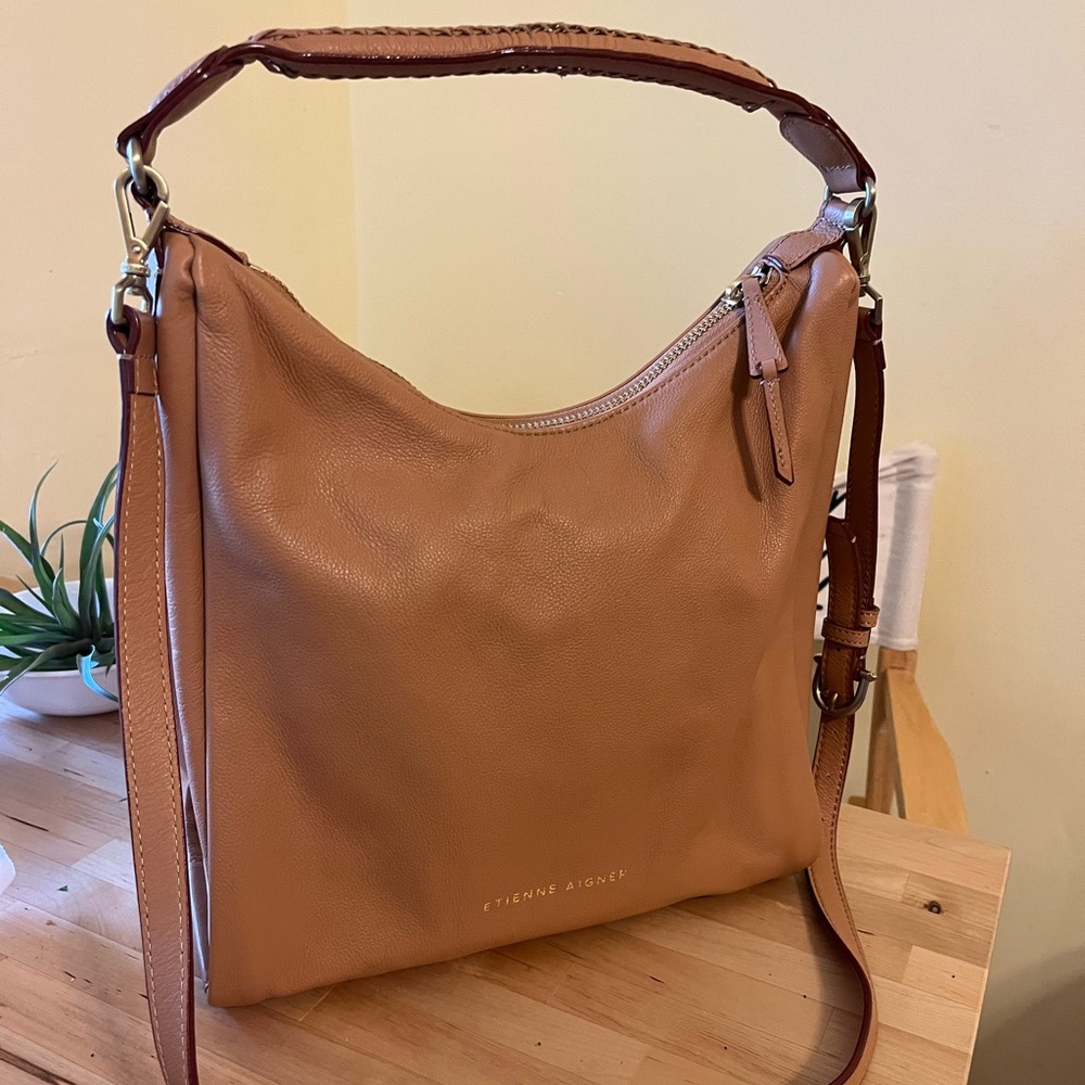 Etienne Aigner Crossbody Handbag Light Brown Leather with Strap